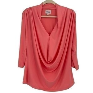ECI BEIGE Draped Neck Pick Blouse top